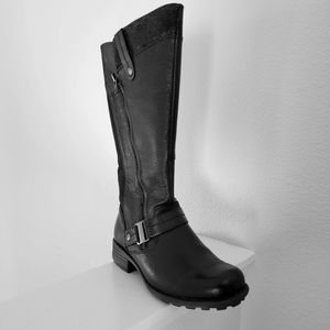 Earth Origins Womens Black Leather Moto Boots 9-1/2W